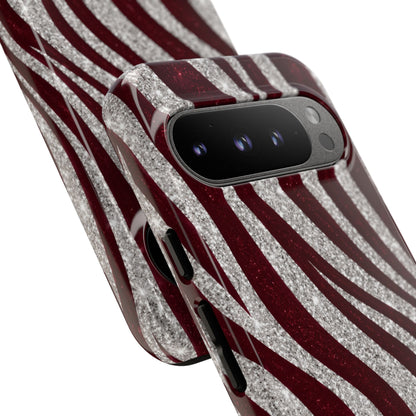 Burgundy Zebra Glitter Tough Case
