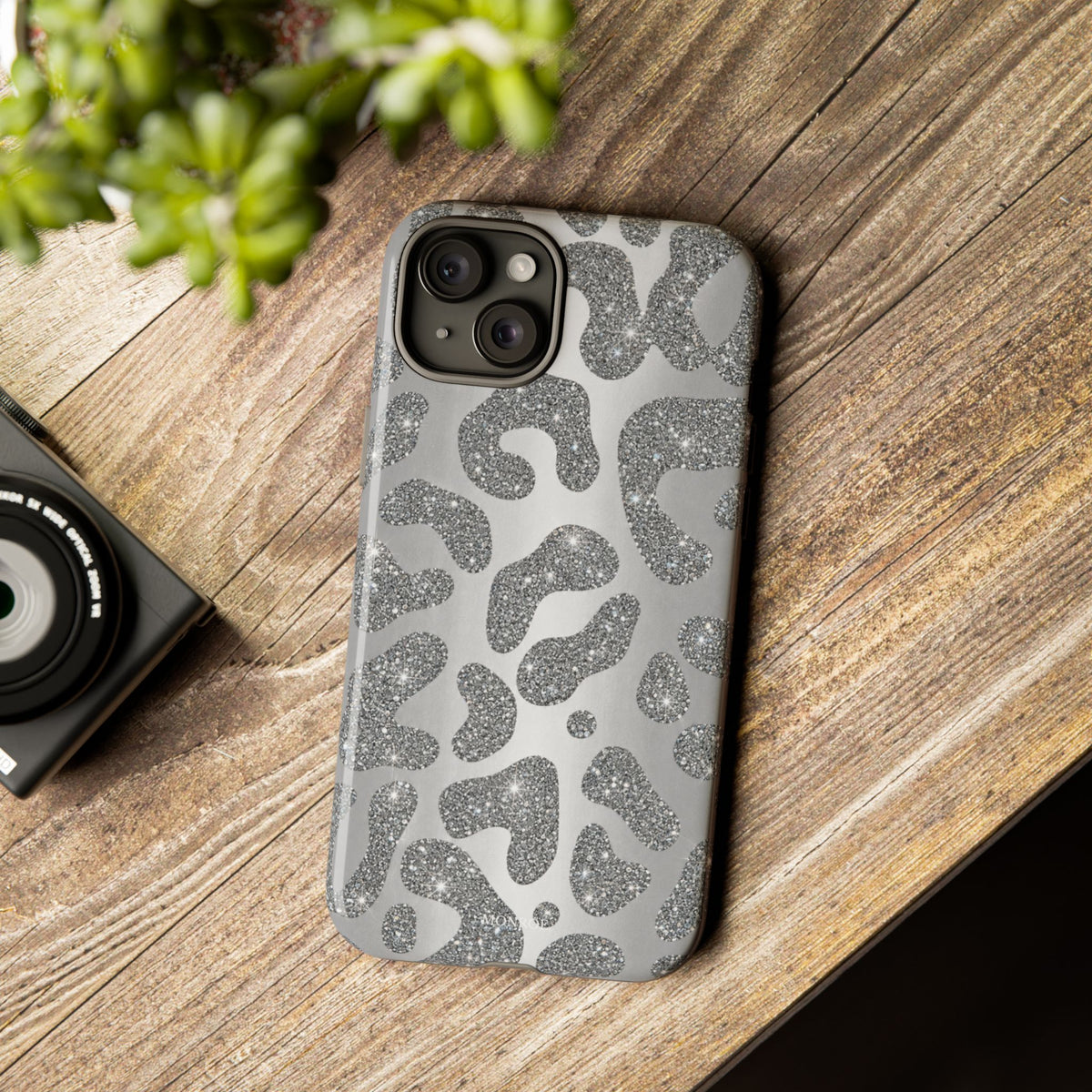 Silver Glitter Leopard Tough Case