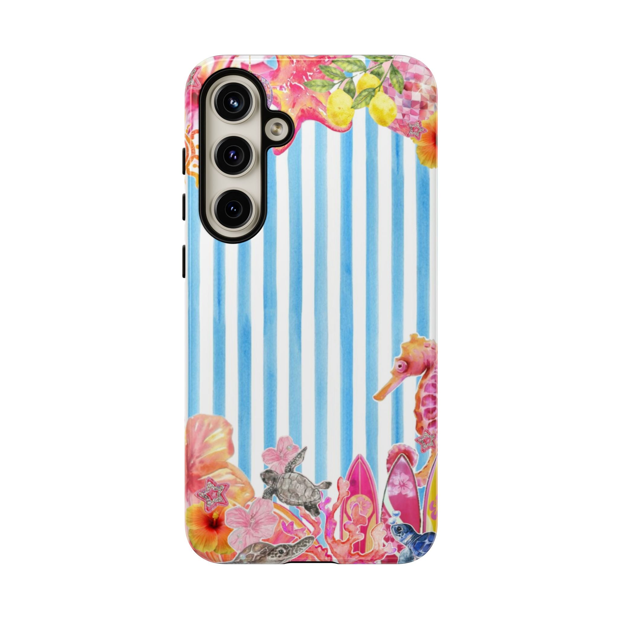 Beach Blue Striped Tough Phone Case