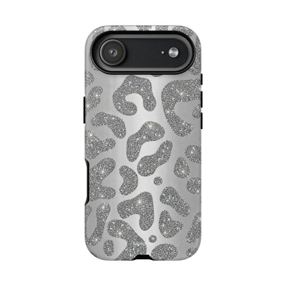 Silver Glitter Leopard Tough Case
