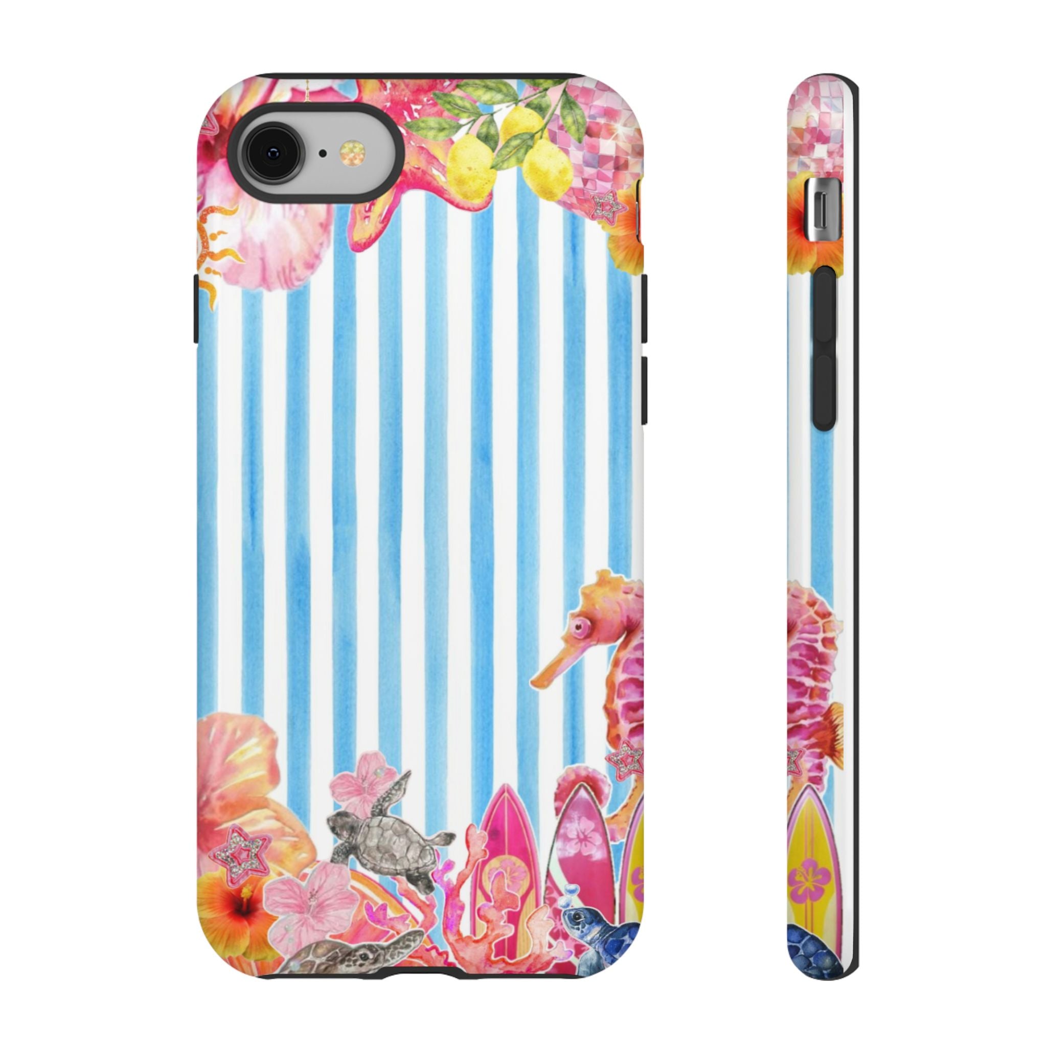 Beach Blue Striped Tough Phone Case