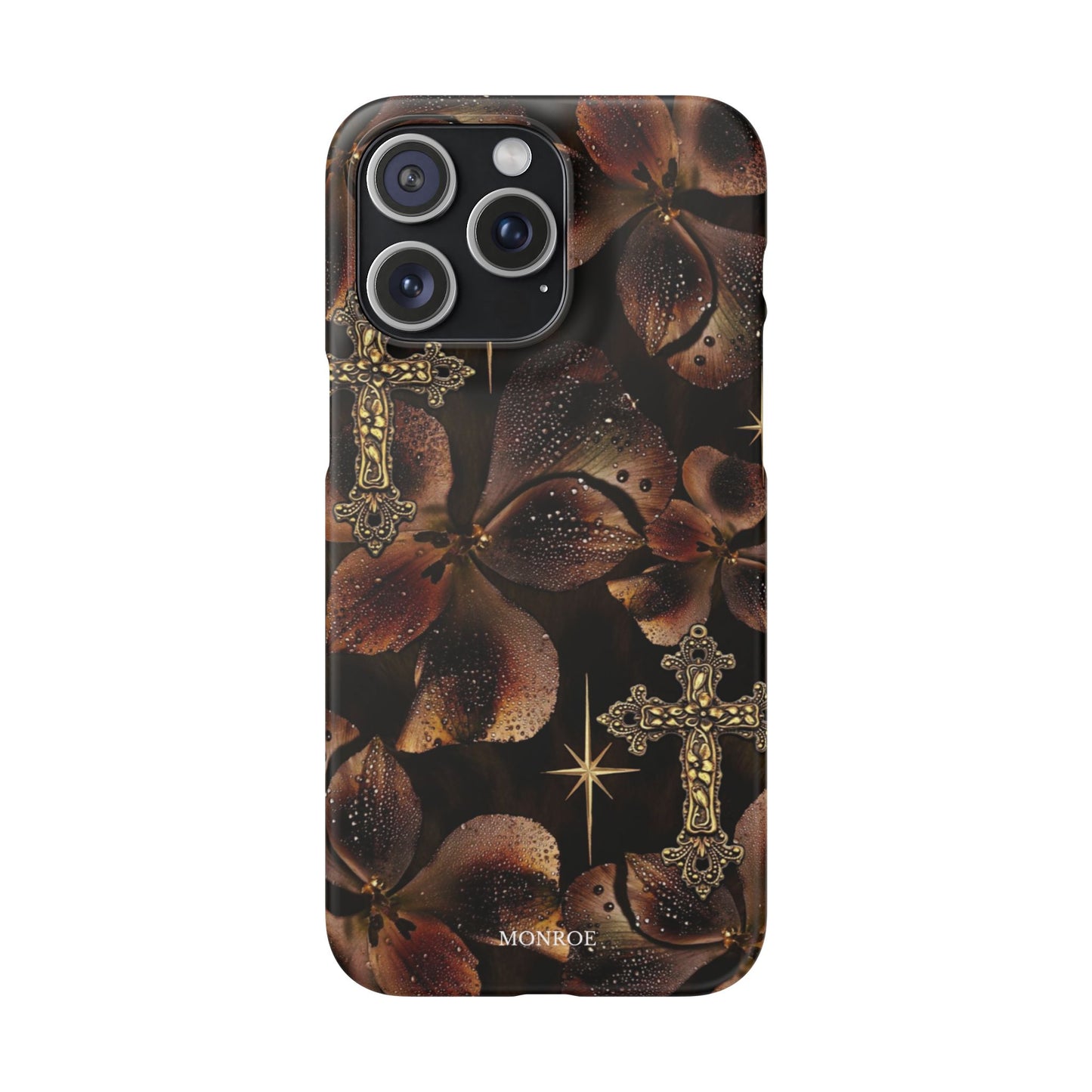 Brown Floral Cross Case