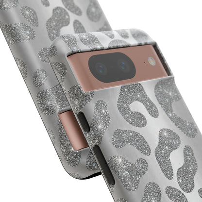 Silver Glitter Leopard Tough Case