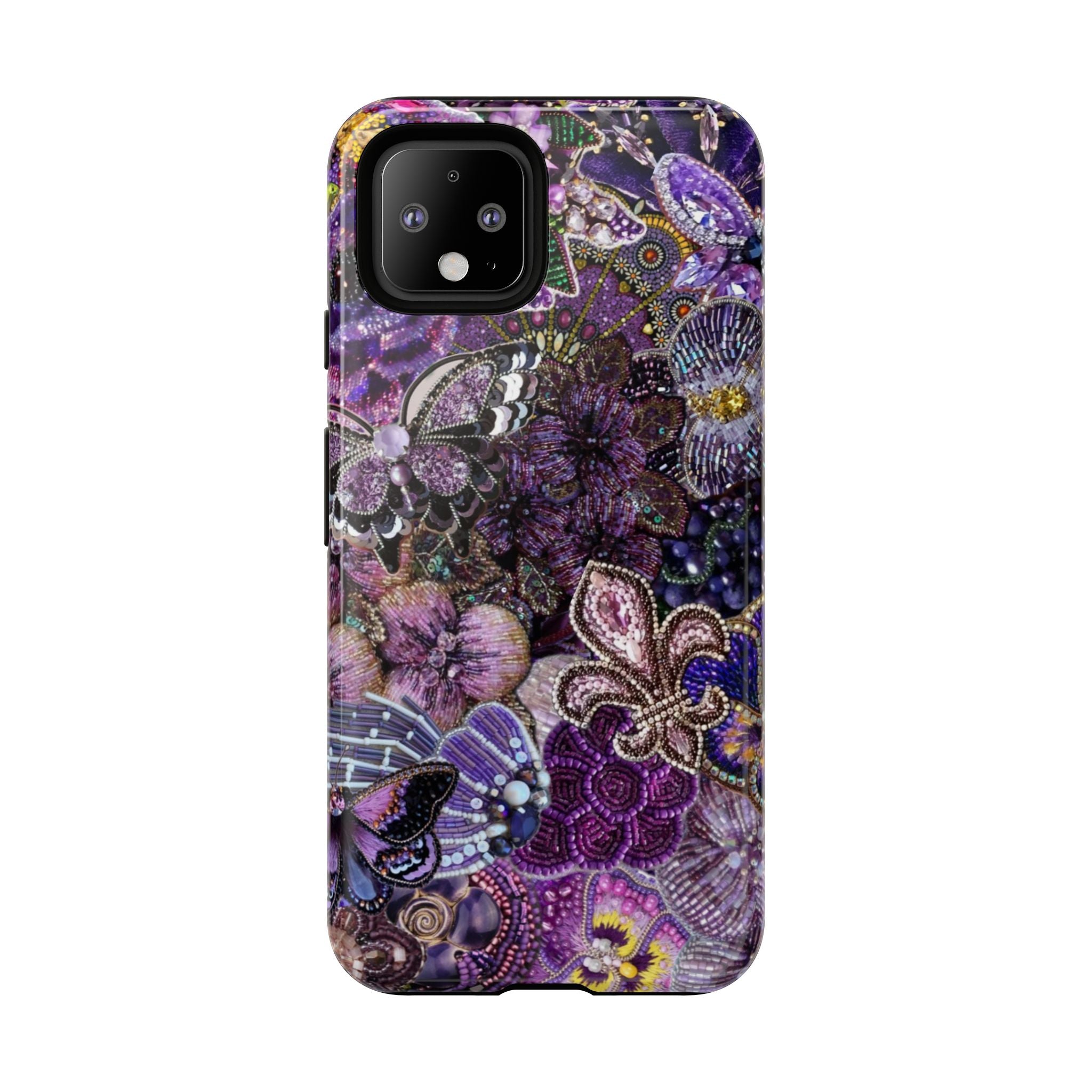 Purple Fleur-de-Lis Floral Tough Phone Case