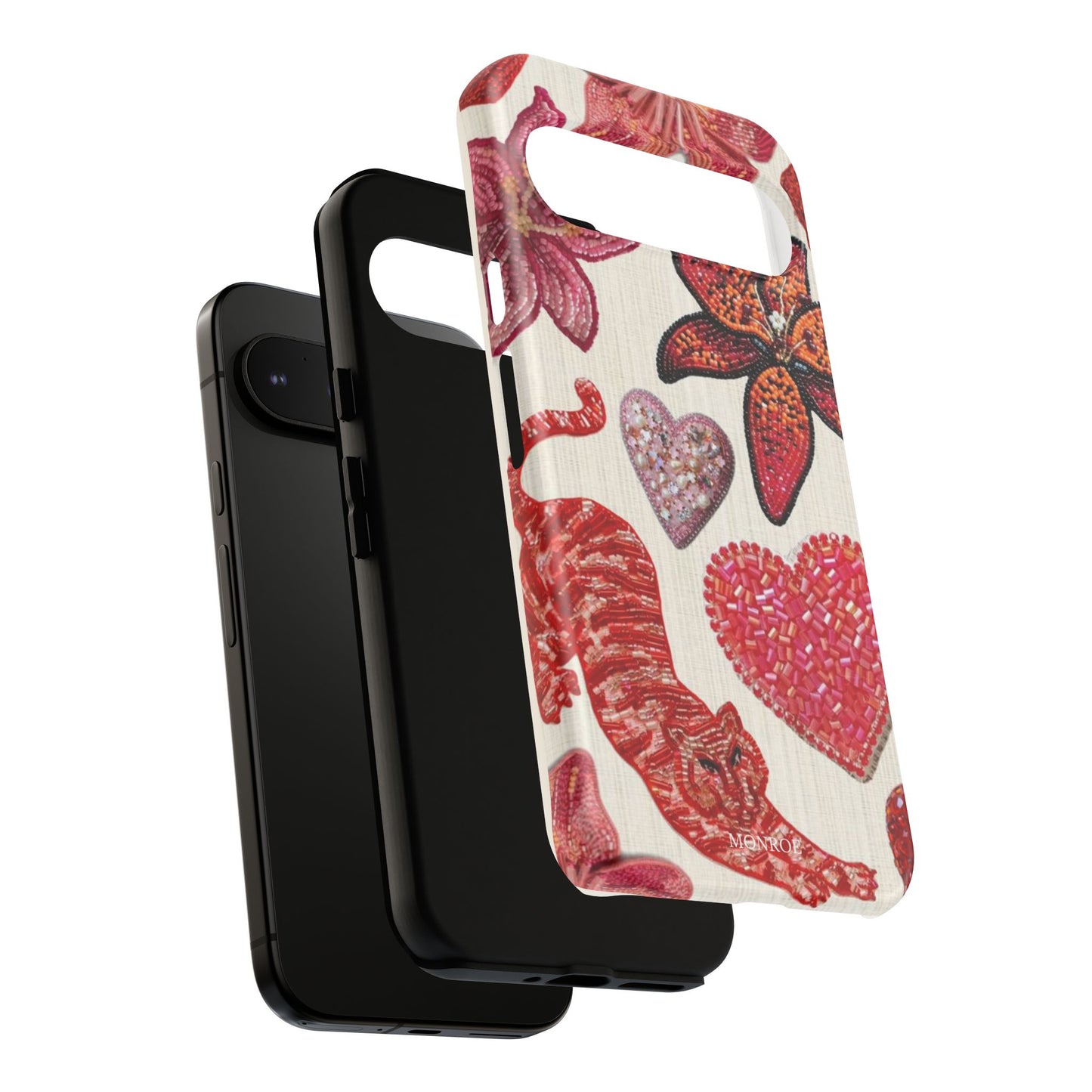 Floral & Heart Pattern Tough Case