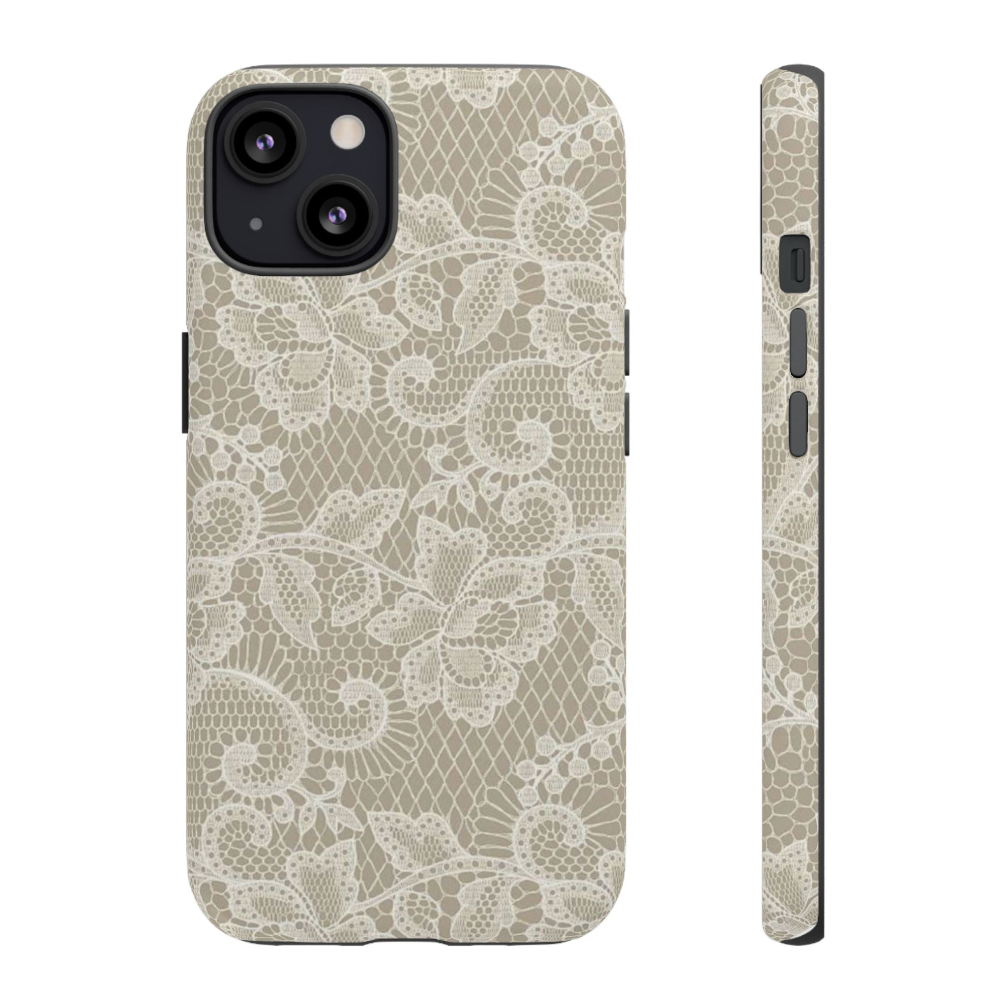 White Lace Pattern Tough Phone Case