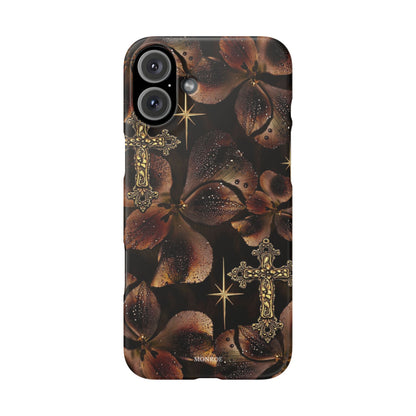Brown Floral Cross Case