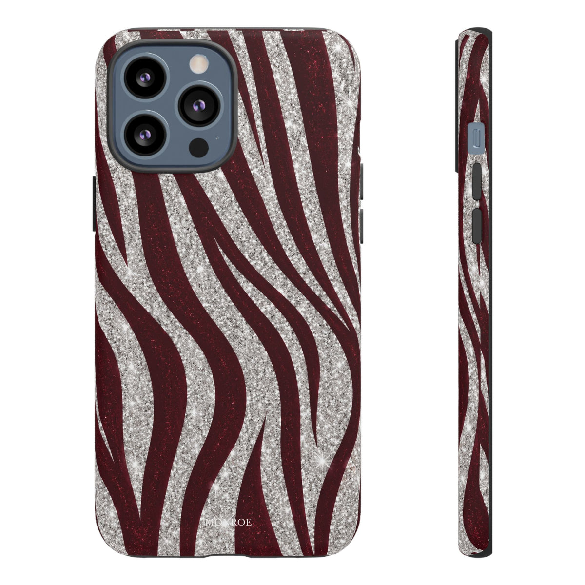 Burgundy Zebra Glitter Tough Case