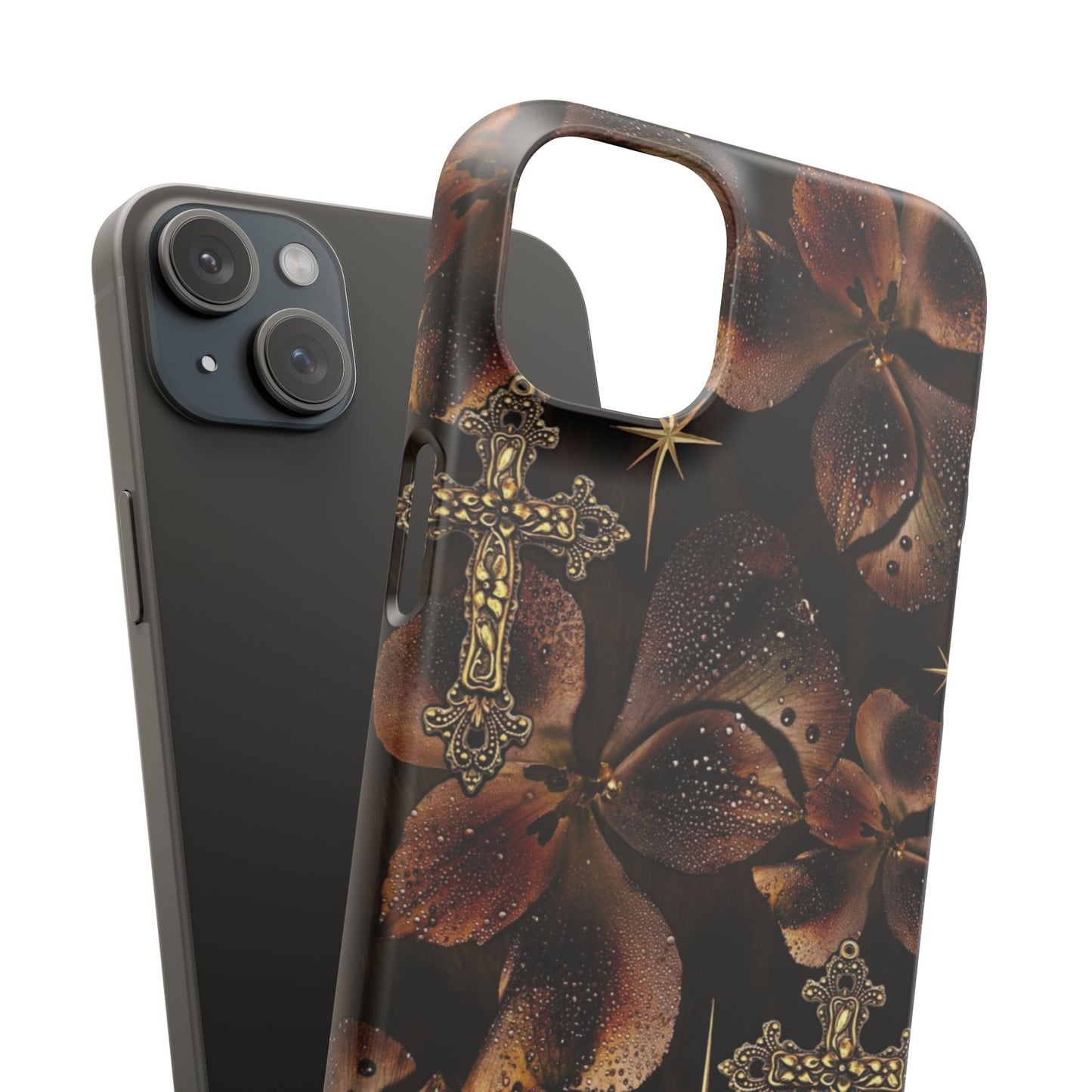 Brown Floral Cross Case