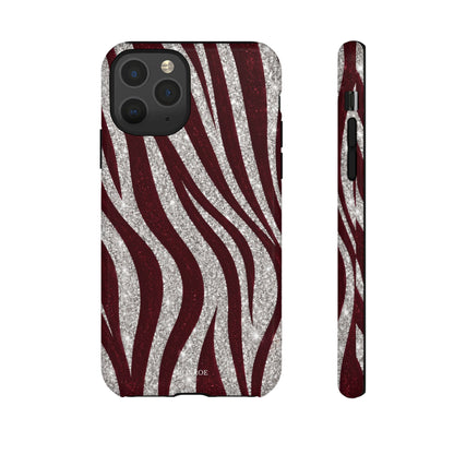 Burgundy Zebra Glitter Tough Case