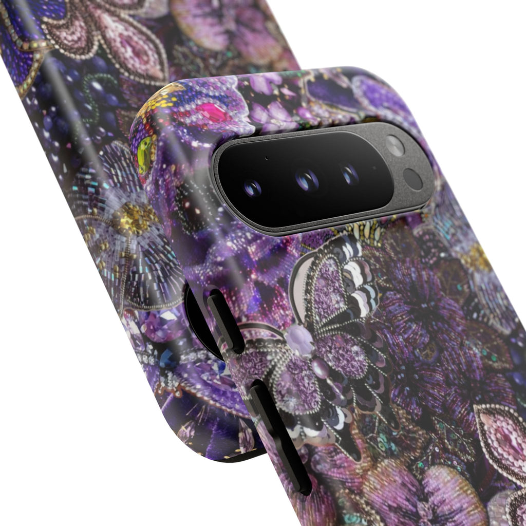 Purple Fleur-de-Lis Floral Tough Phone Case