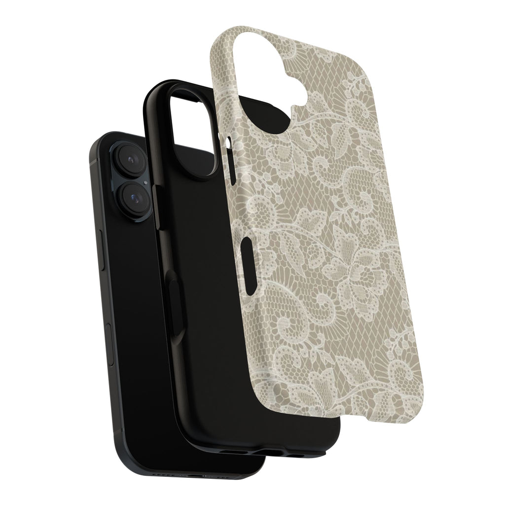 White Lace Pattern Tough Phone Case