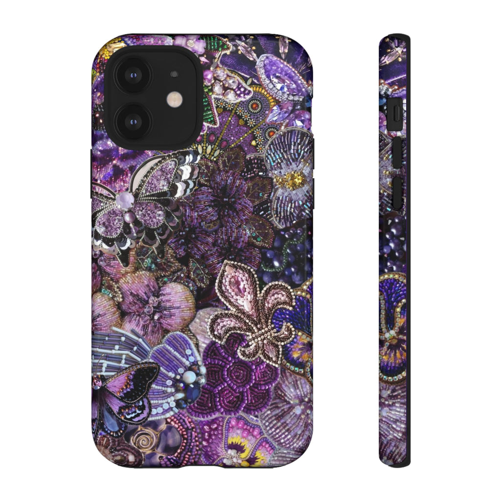 Purple Fleur-de-Lis Floral Tough Phone Case