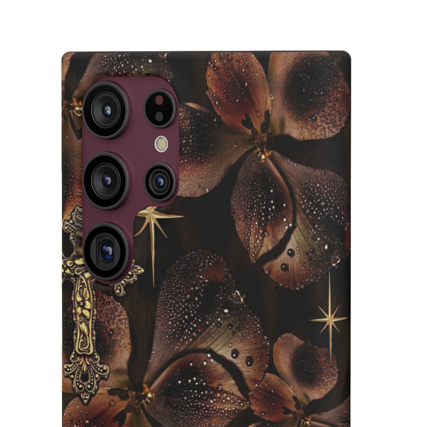 Brown Floral Cross Case