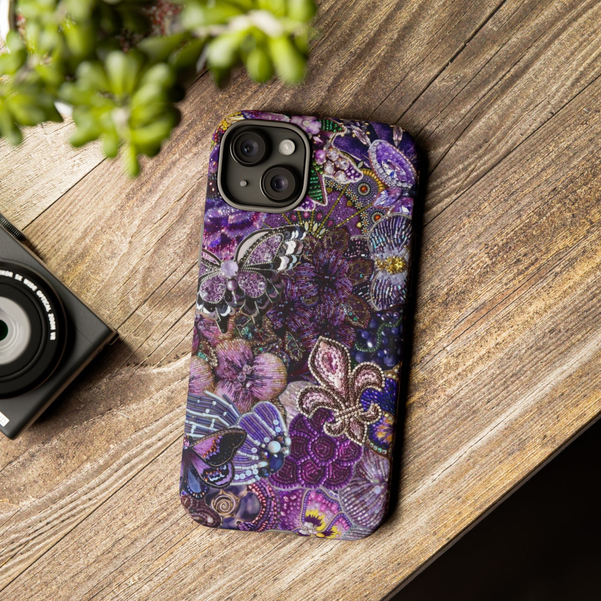 Purple Fleur-de-Lis Floral Tough Phone Case