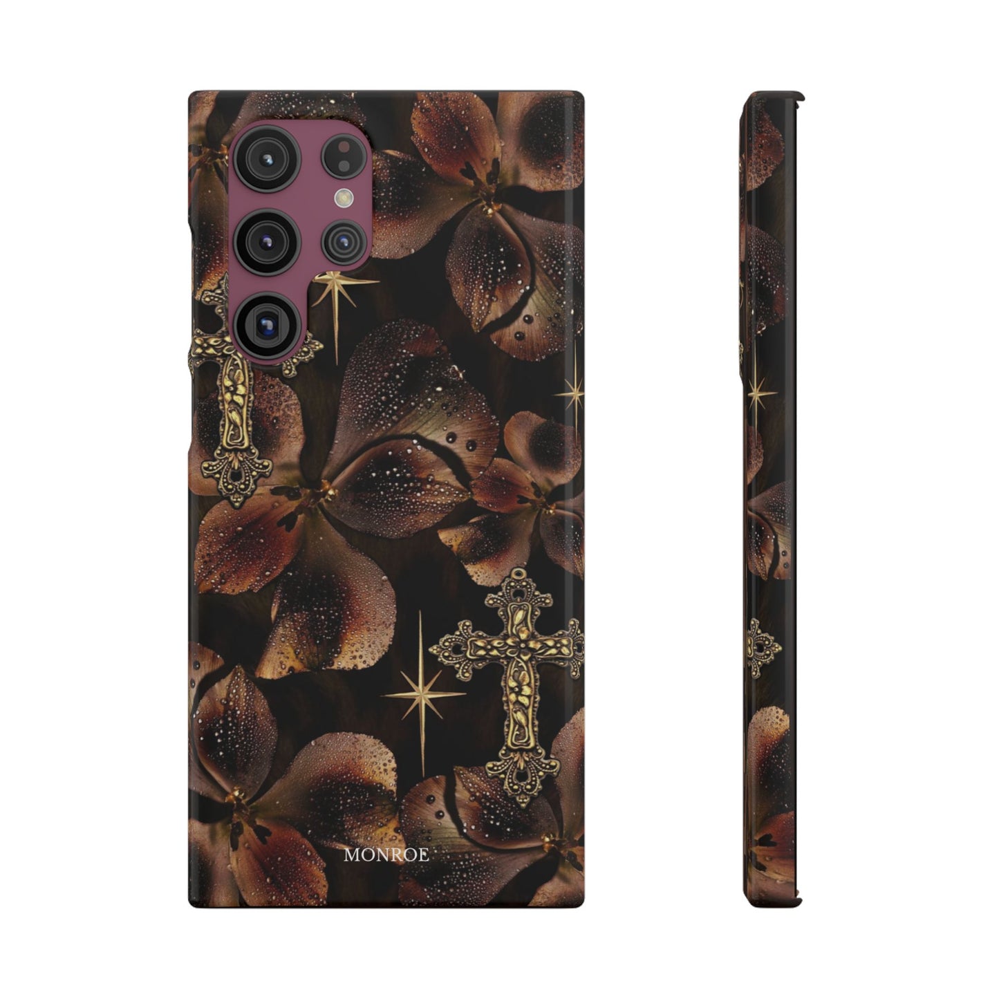 Brown Floral Cross Case
