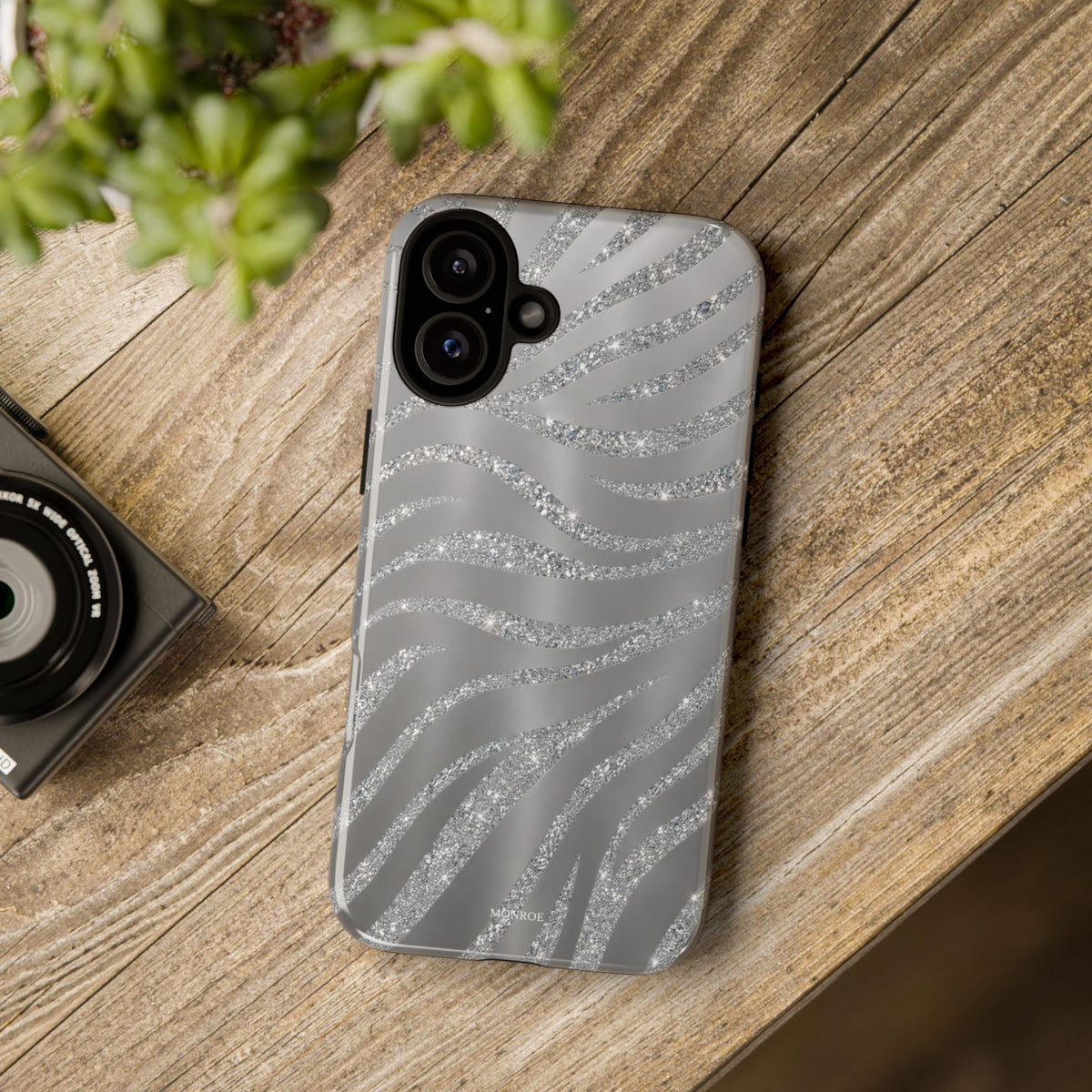 Silver Glitter Zebra Tough Case