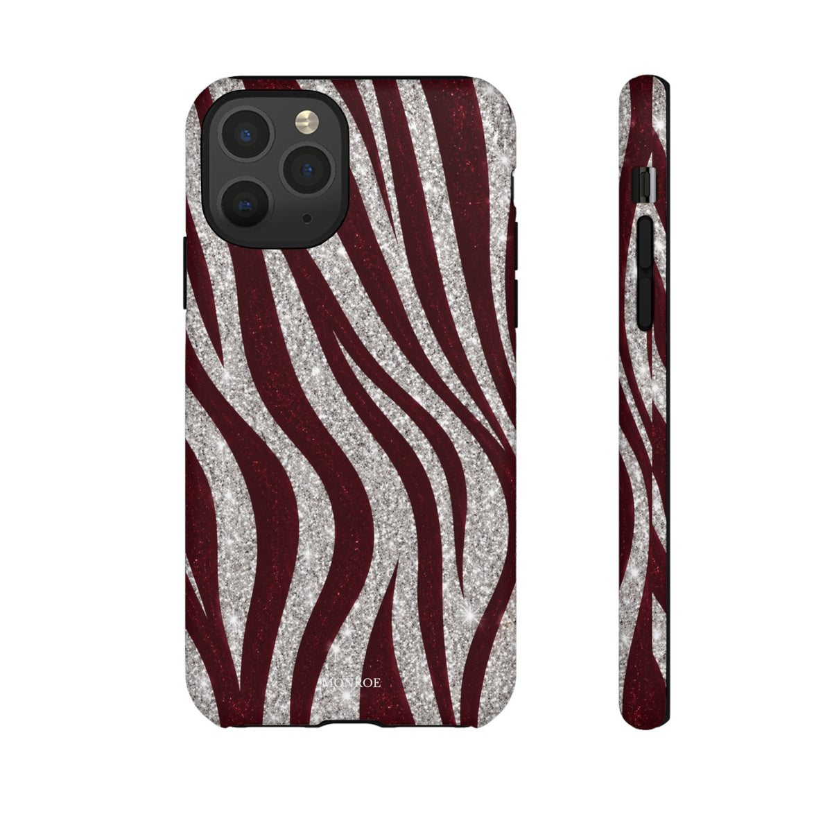 Burgundy Zebra Glitter Tough Case