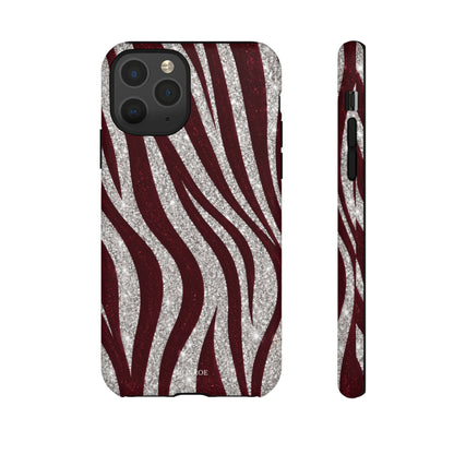 Burgundy Zebra Glitter Tough Case
