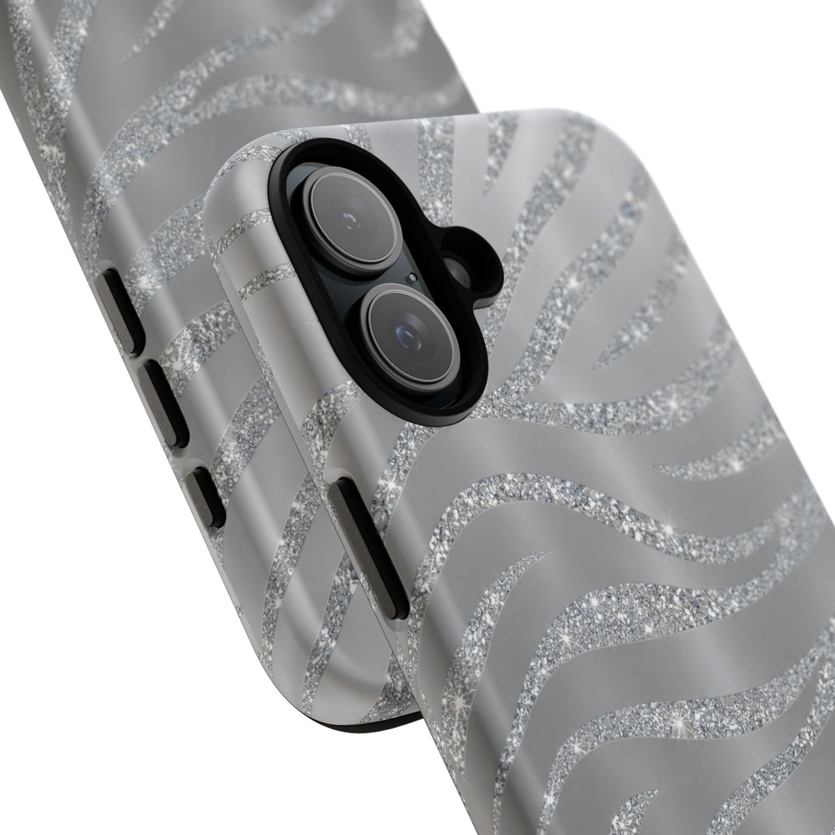 Silver Glitter Zebra Tough Case