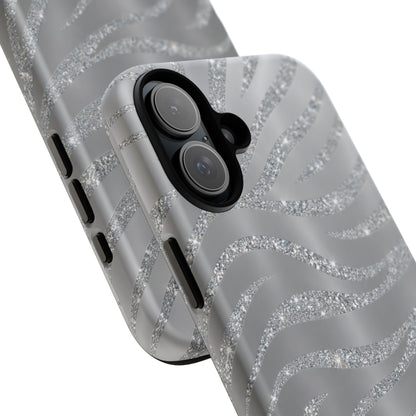 Silver Glitter Zebra Tough Case