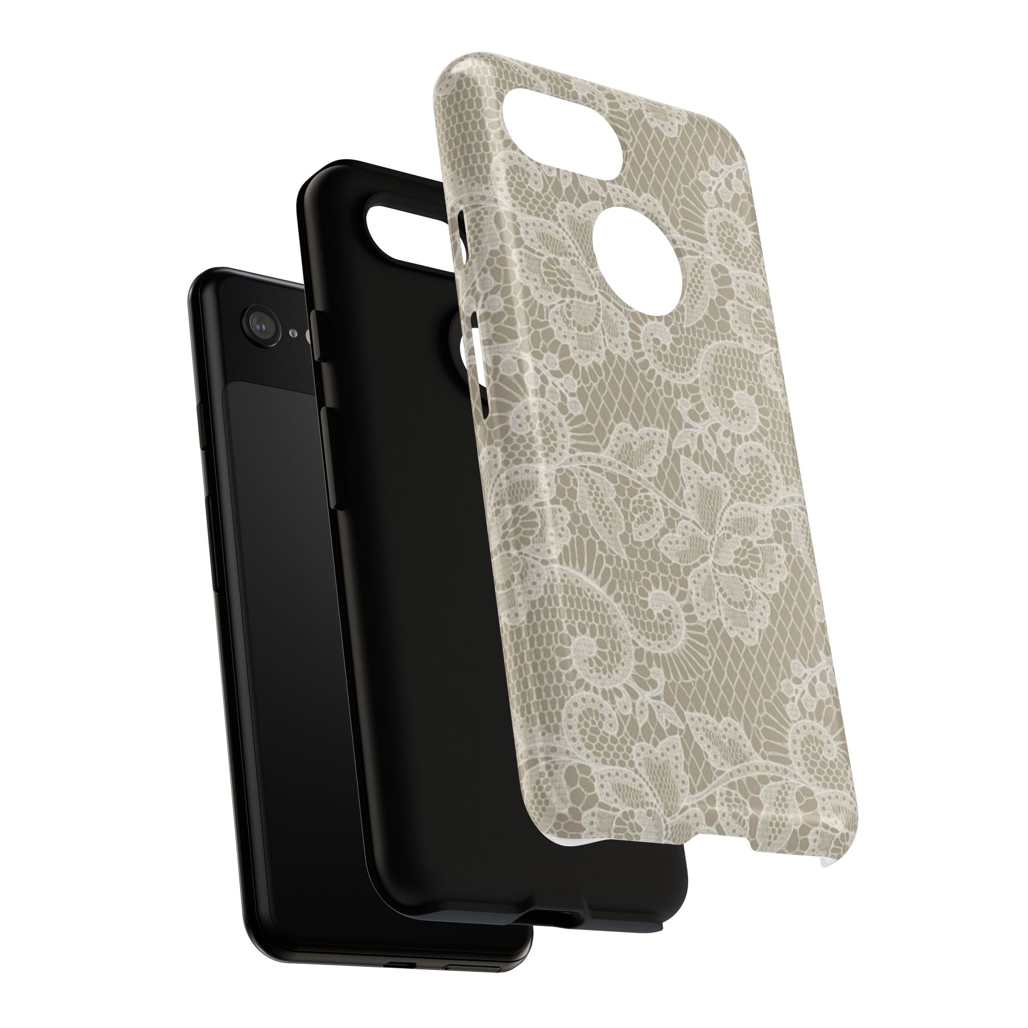 White Lace Pattern Tough Phone Case