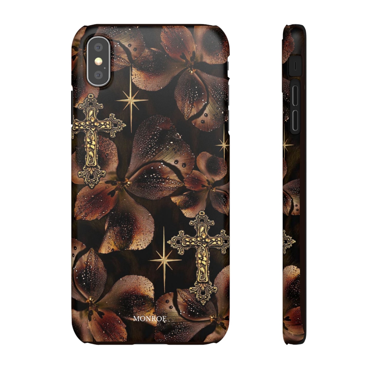 Brown Floral Cross Case
