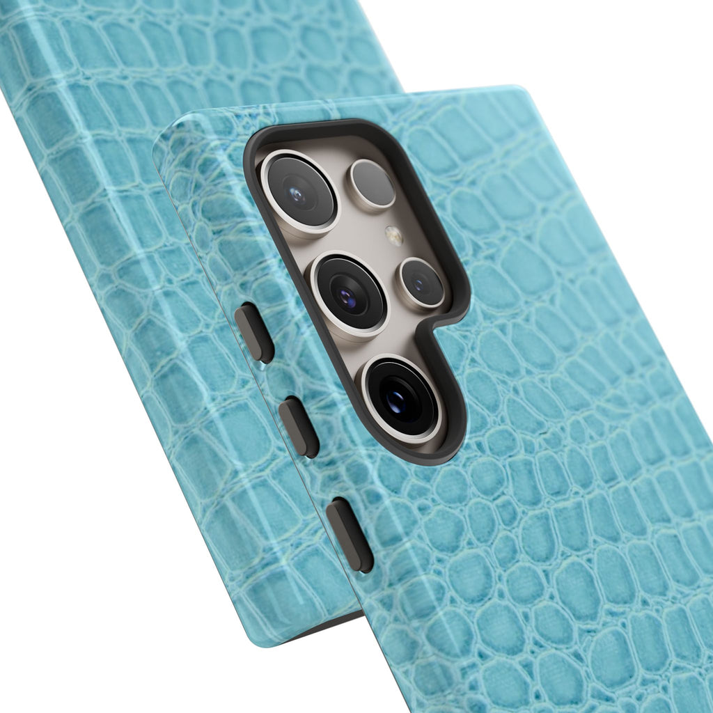 Croc Embossed Turquoise Phone Case