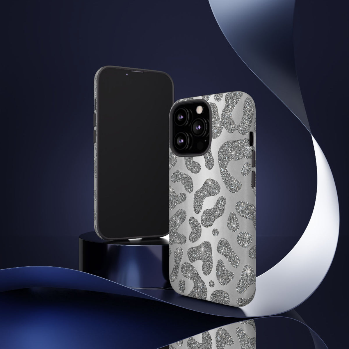 Silver Glitter Leopard Tough Case