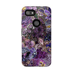 Purple Fleur-de-Lis Floral Tough Phone Case