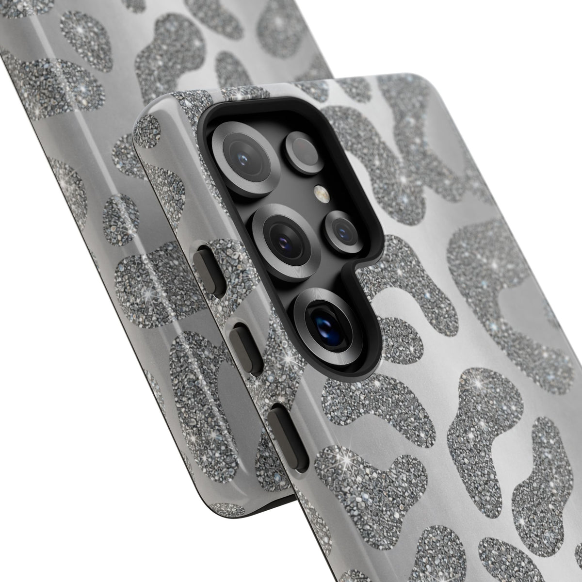 Silver Glitter Leopard Tough Case