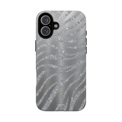 Silver Glitter Zebra Tough Case