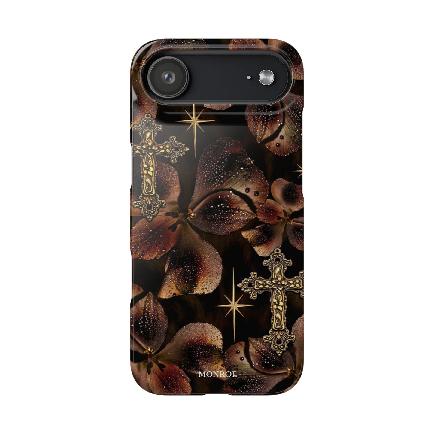 Brown Floral Cross Case