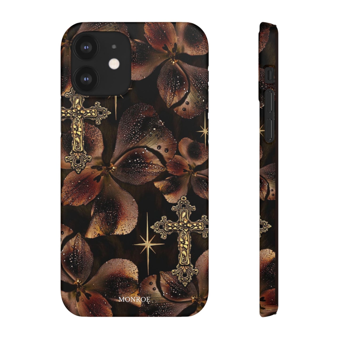 Brown Floral Cross Case