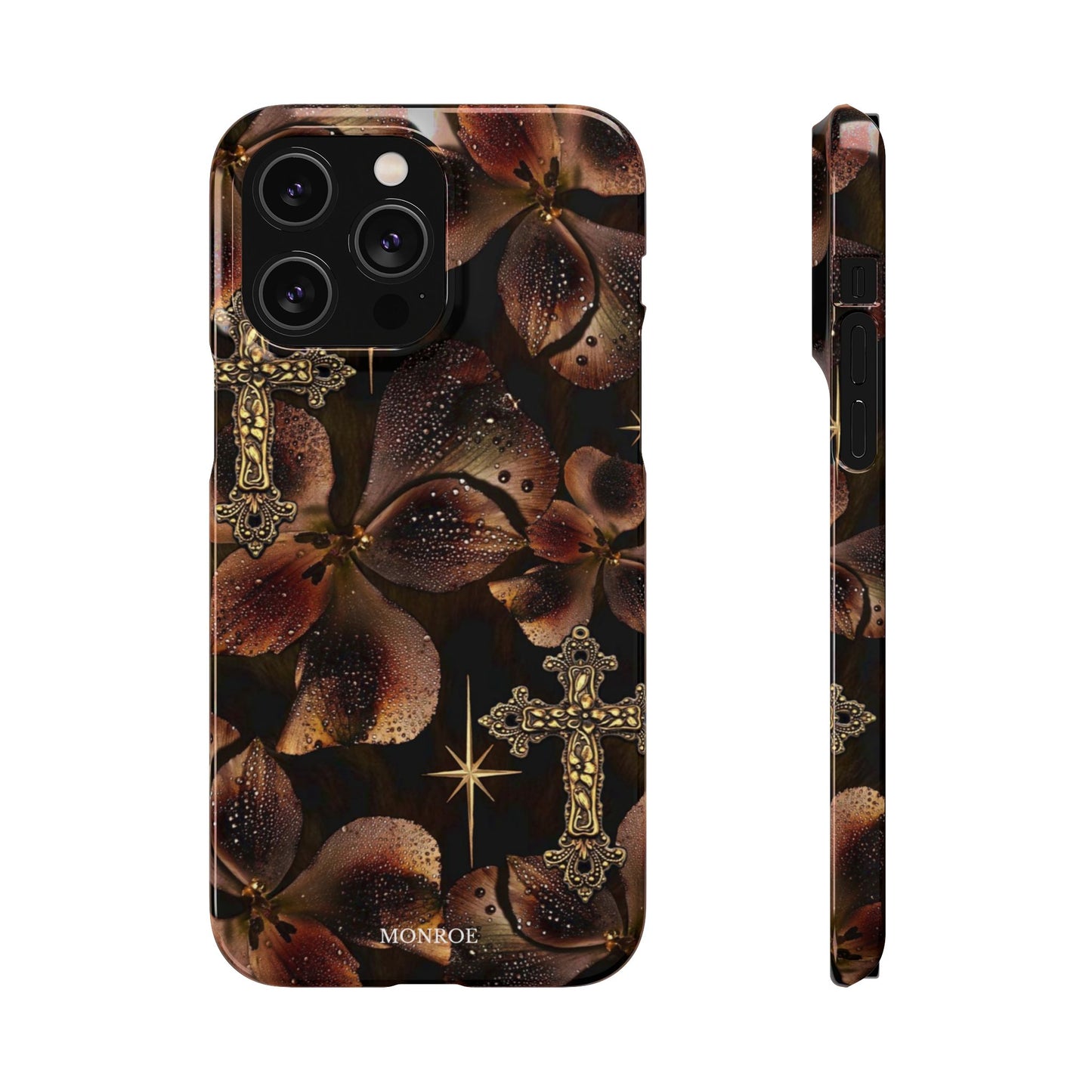 Brown Floral Cross Case