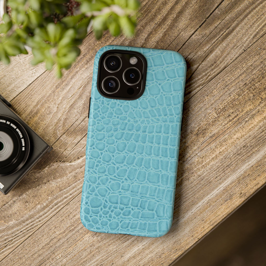 Croc Embossed Turquoise Phone Case