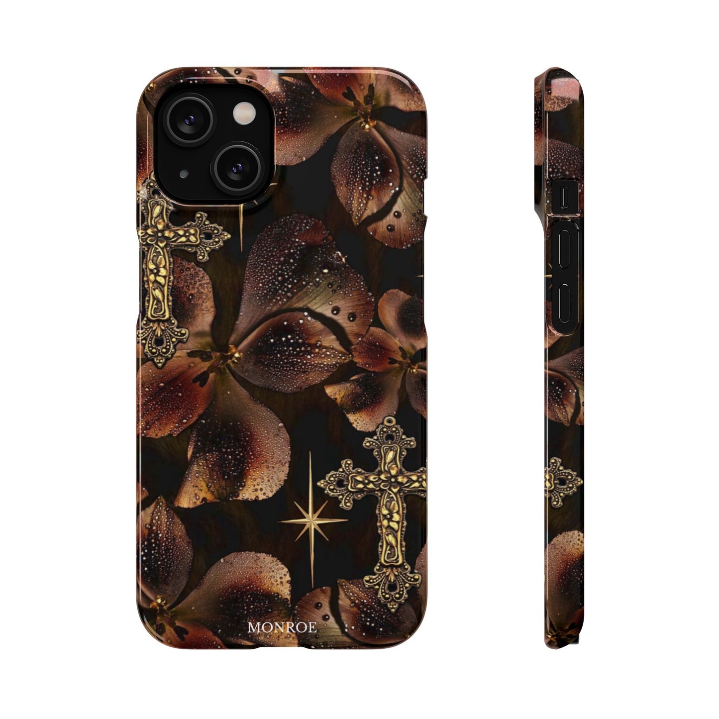 Brown Floral Cross Case