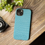 Croc Embossed Turquoise Phone Case