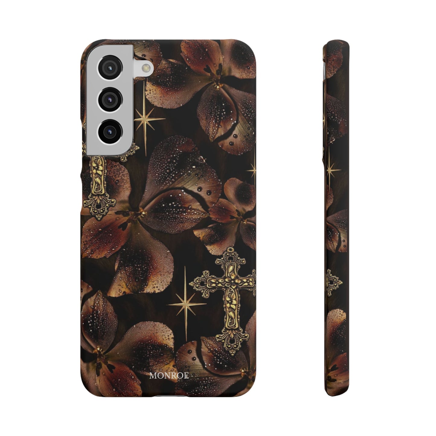 Brown Floral Cross Case