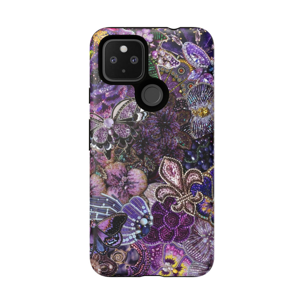 Purple Fleur-de-Lis Floral Tough Phone Case