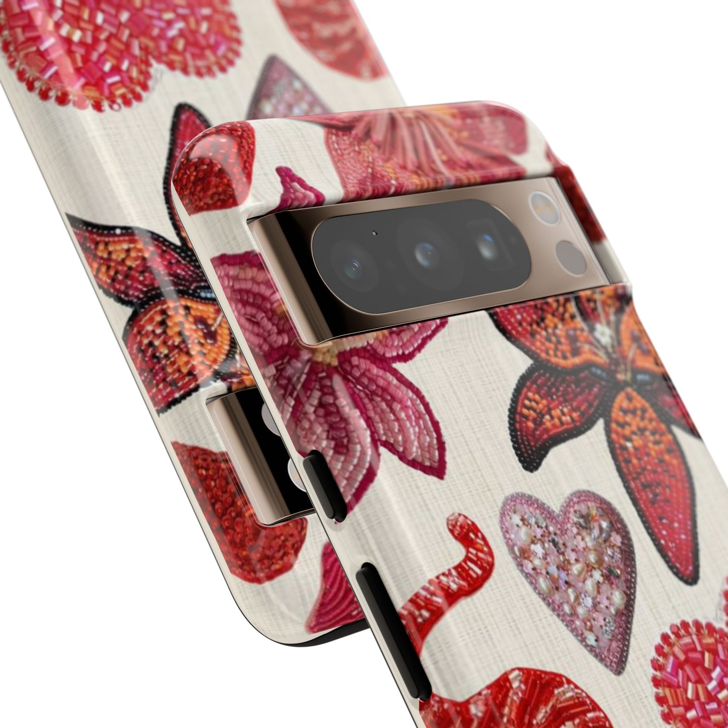 Floral & Heart Pattern Tough Case
