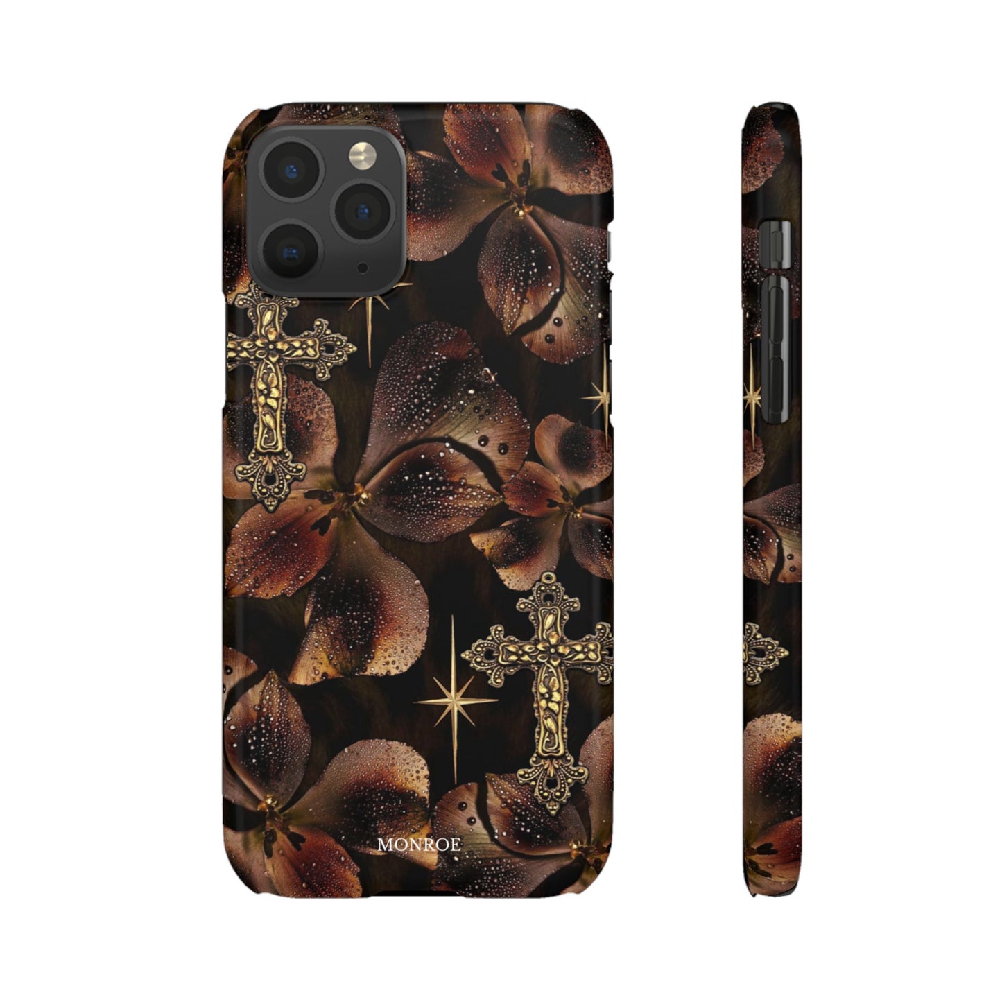 Brown Floral Cross Case