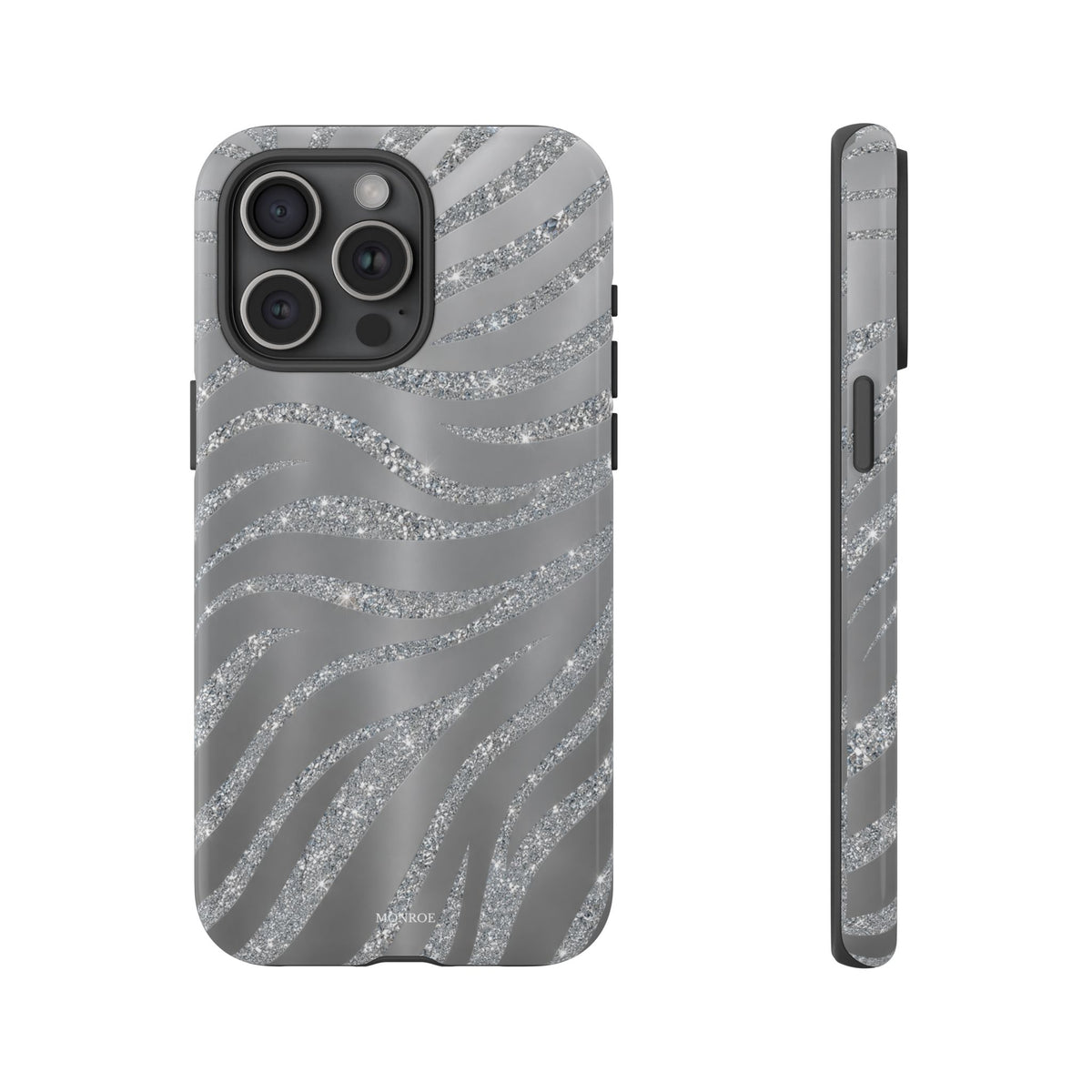 Silver Glitter Zebra Tough Case
