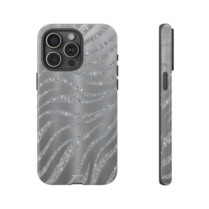 Silver Glitter Zebra Tough Case