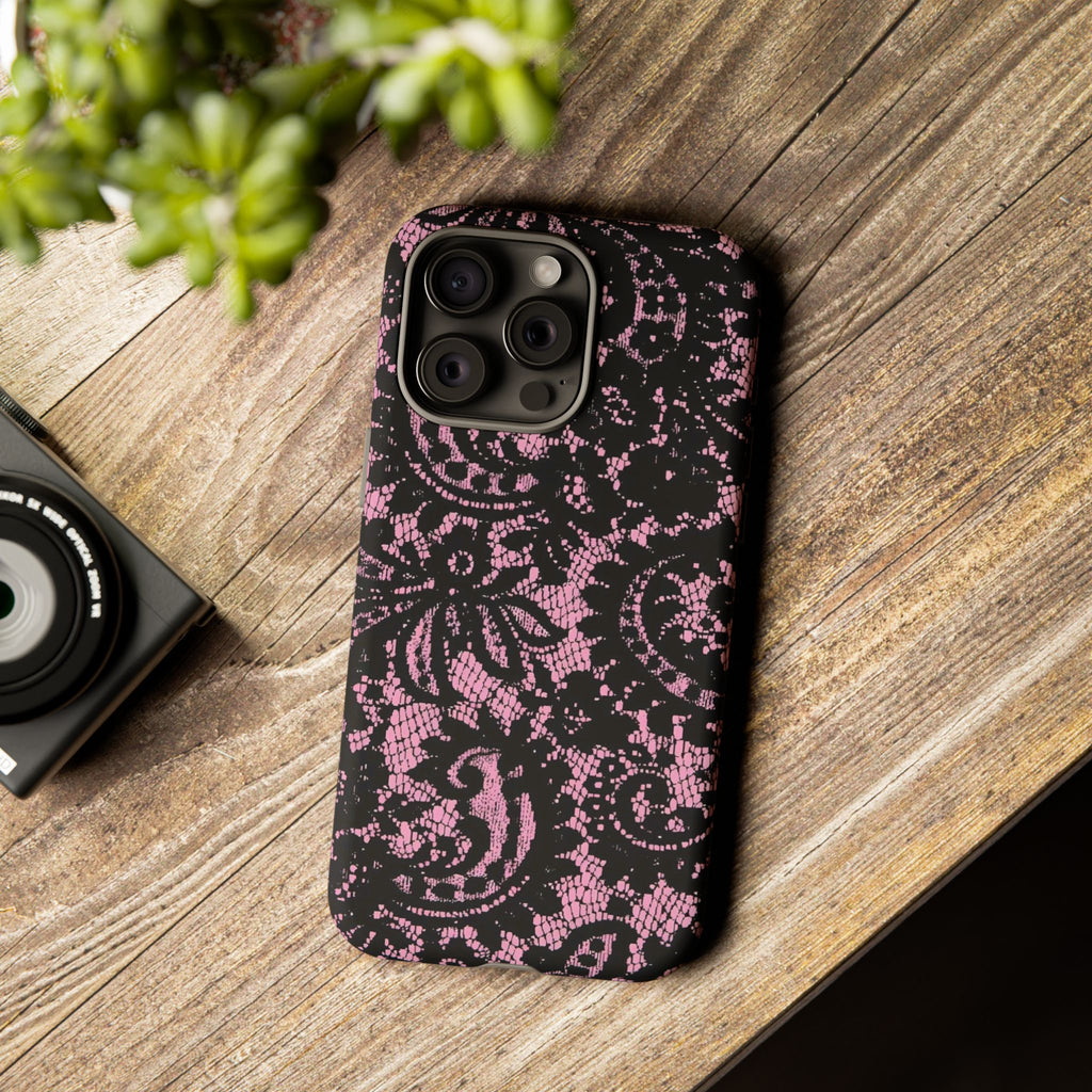 Pink Lace Pattern Tough Phone Case