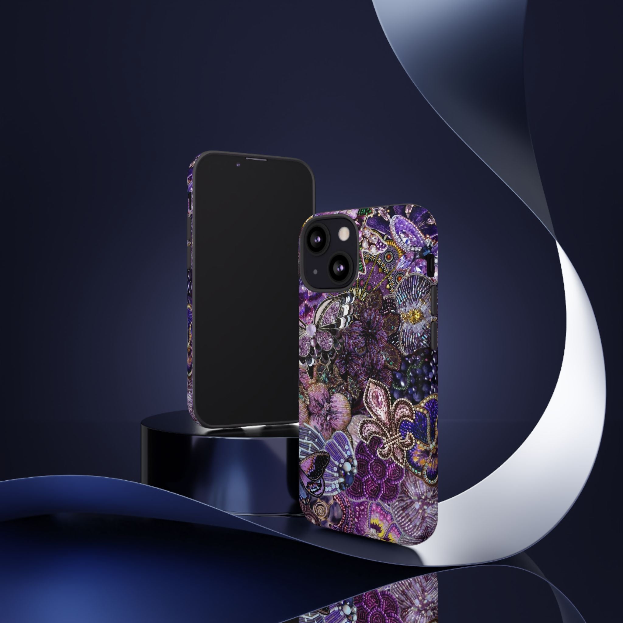 Purple Fleur-de-Lis Floral Tough Phone Case