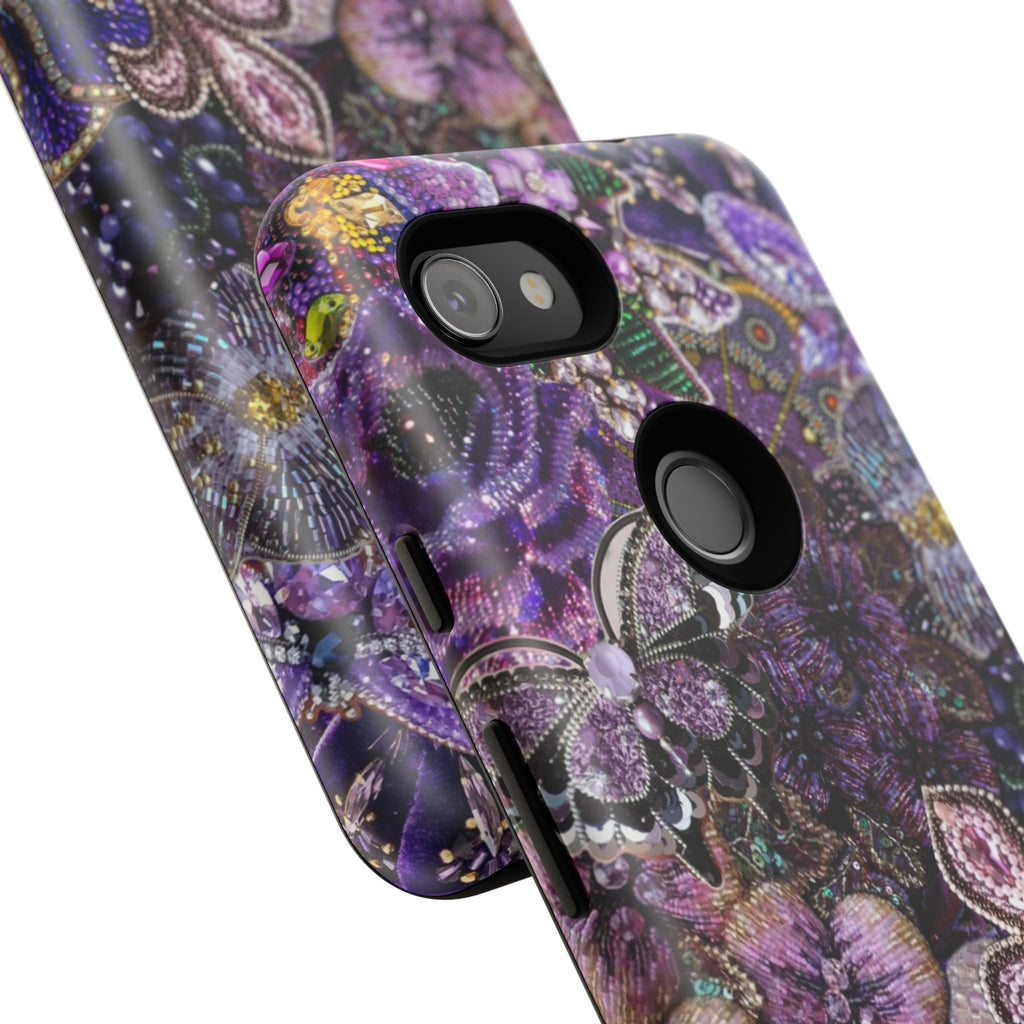 Purple Fleur-de-Lis Floral Tough Phone Case