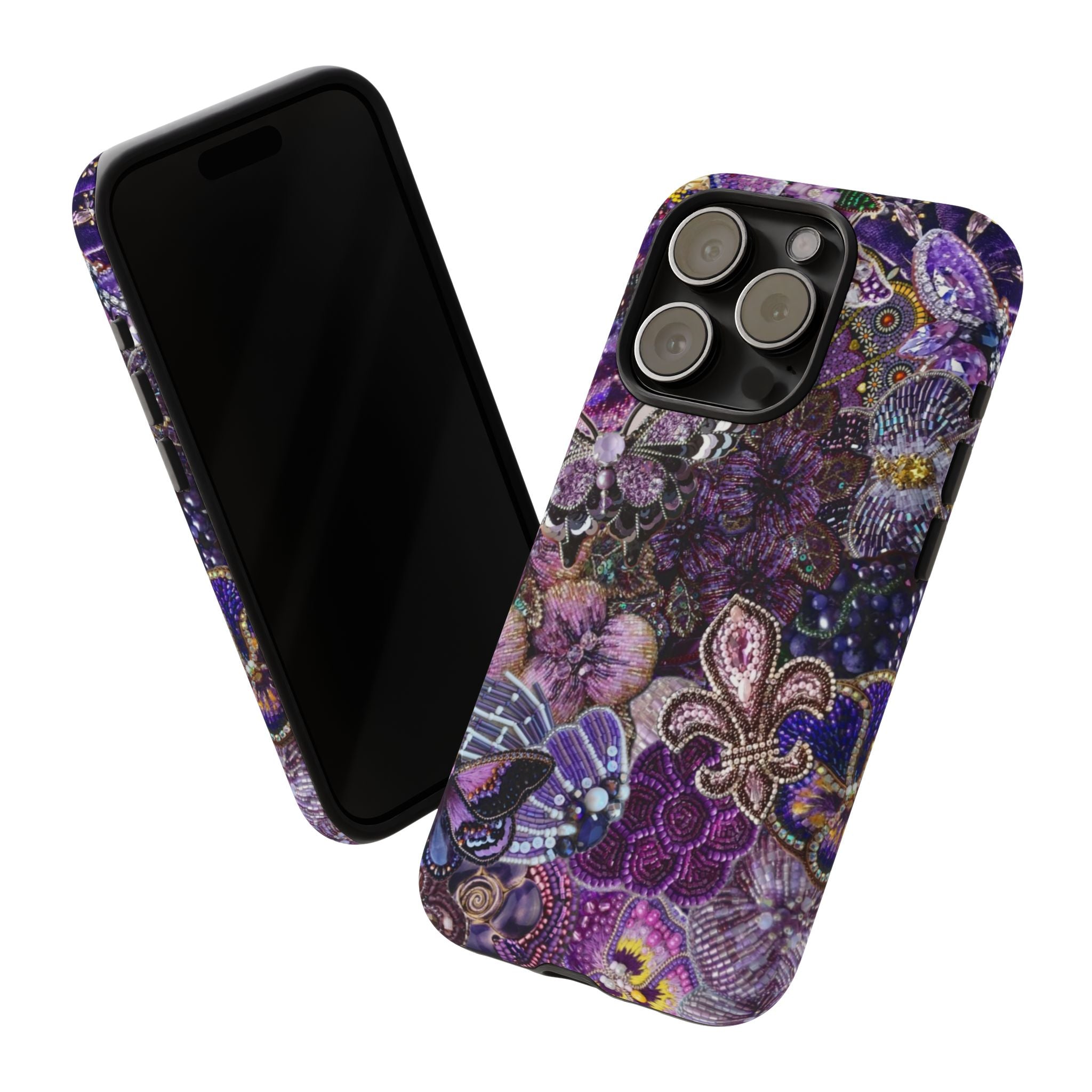 Purple Fleur-de-Lis Floral Tough Phone Case