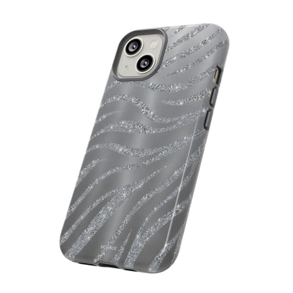Silver Glitter Zebra Tough Case