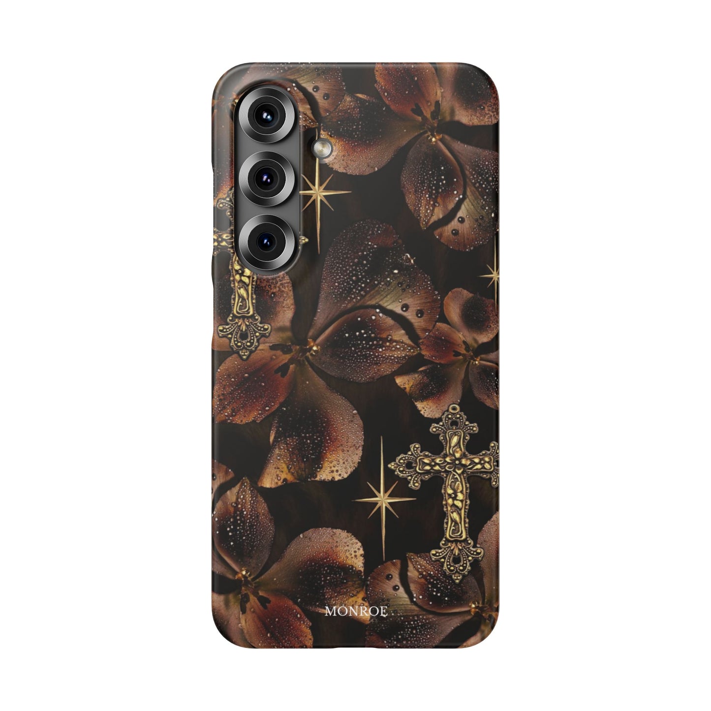 Brown Floral Cross Case